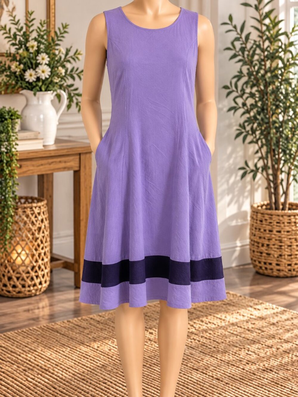💜 New York & Company Purple A-Line Dress – Size L – Never Worn
